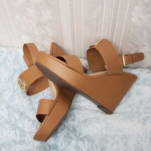 Tommy Hilfiger Brown Wedges Logo Sandals NWOT